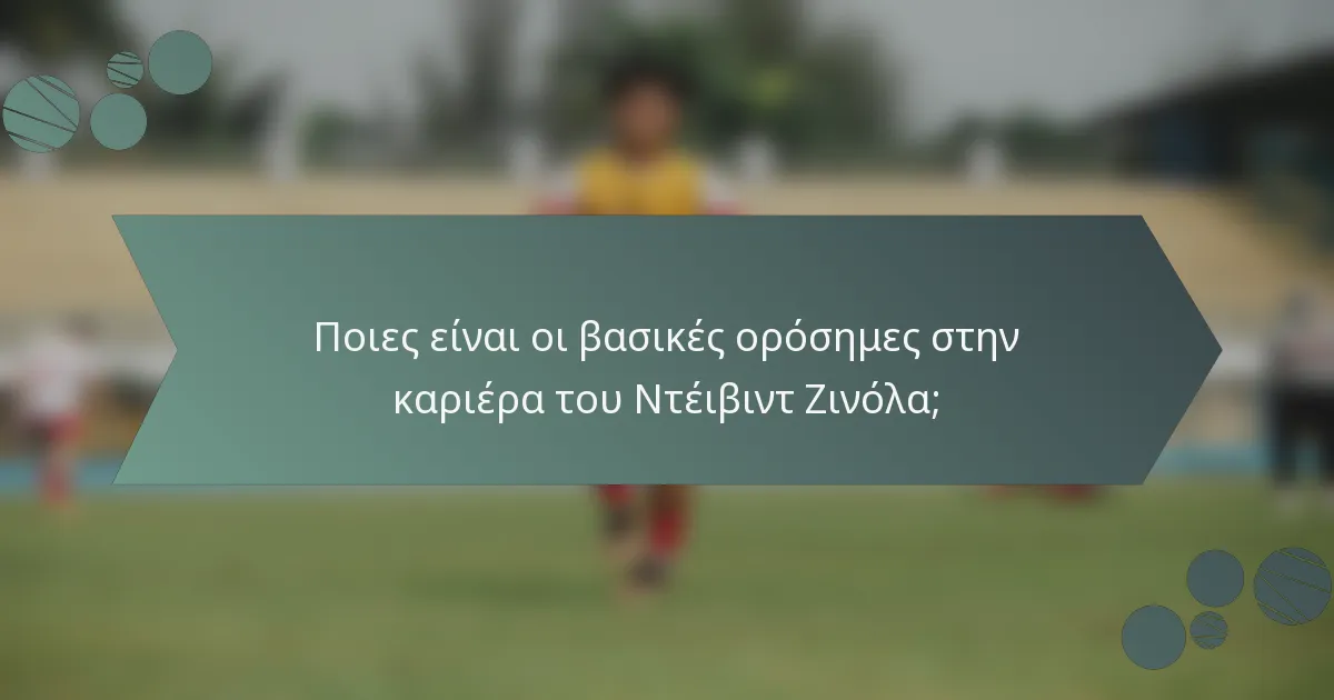 Ποιες είναι οι βασικές ορόσημες στην καριέρα του Ντέιβιντ Ζινόλα;